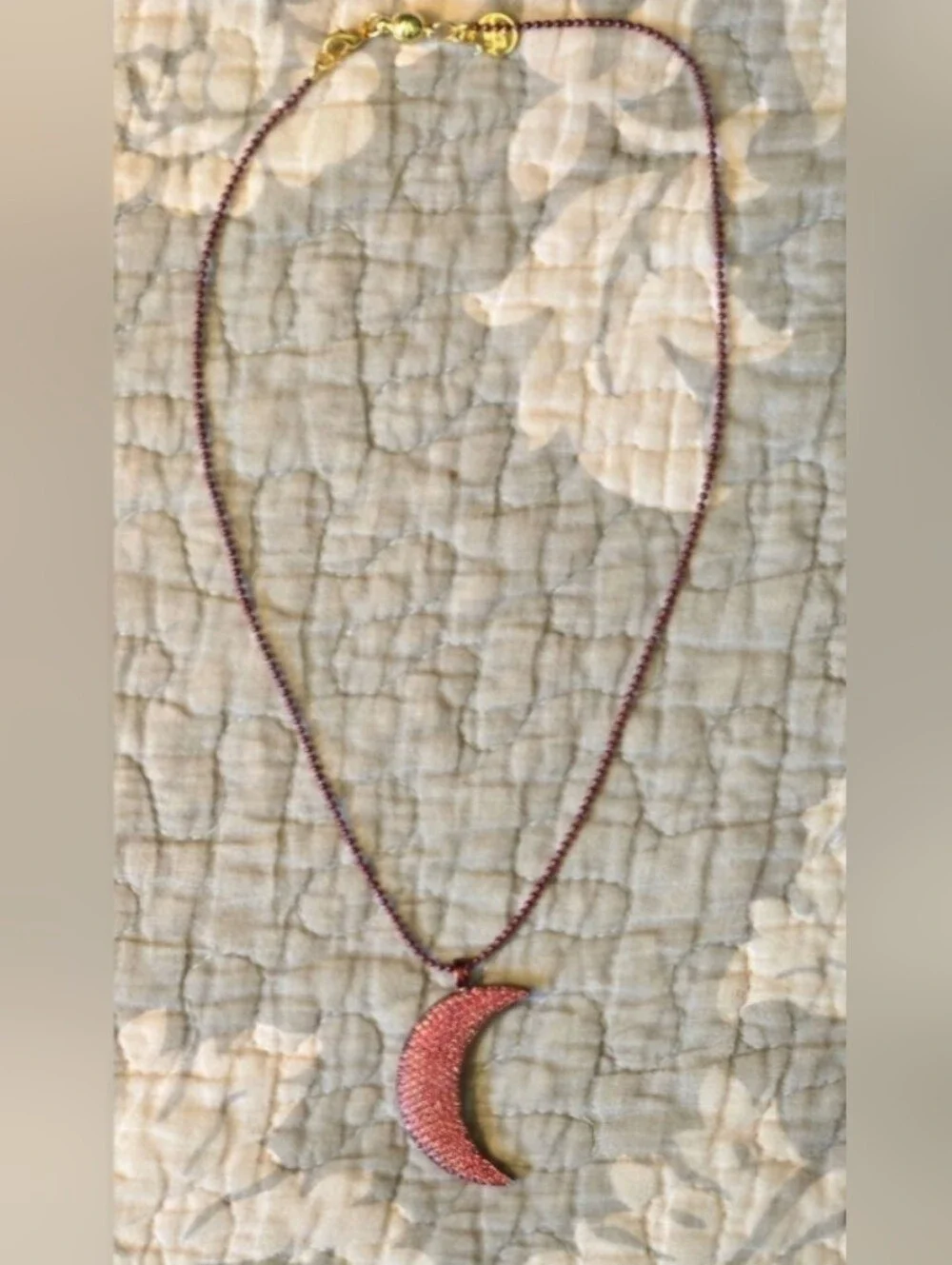 By Alexa Rae NWOT Crescent Moon Necklace Dark Red